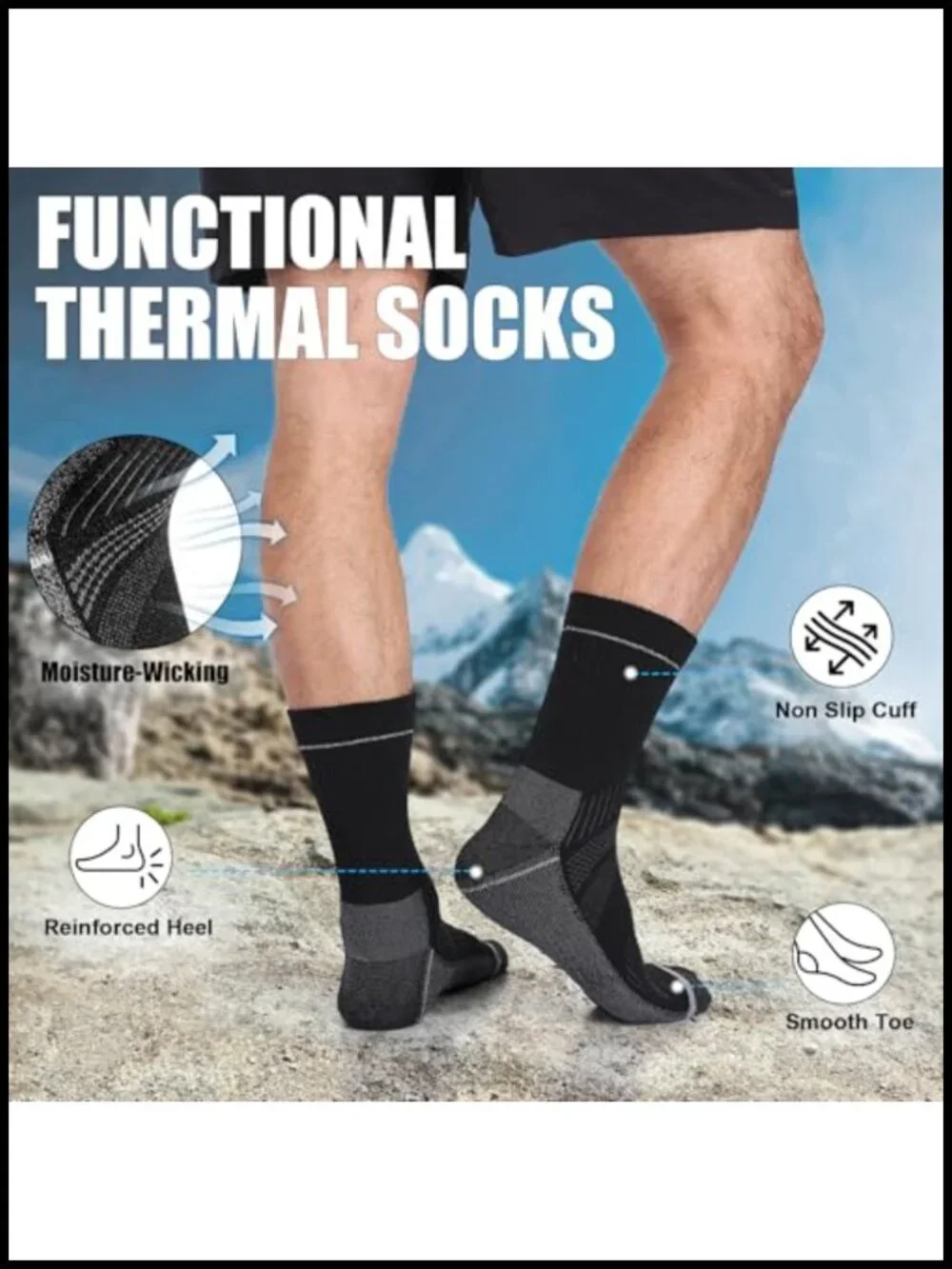 Merino Wool Hiking Socks Thermal Crew for Men & Women 3 Pairs